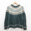 古着 セントジョンズベイ 長袖 ノルディック セーター レディース 00年代 00s ロパペイサ クルーネック 緑他 25dec23