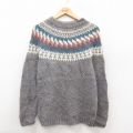 古着 長袖 ノルディック セーター レディース 80年代 80s ロパペイサ ウール クルーネック アイスランド製 グレー他 25dec23
