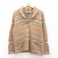 古着 ラルフローレン 長袖 ブランド ニット カーディガン レディース フェアアイル ウール カシミア カシミヤ リネン アンゴラ ショールカラー ベージュ系他【spe】 26jan07
