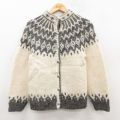 古着 長袖 ノルディック ニット カーディガン レディース 90年代 90s ロパペイサ 手織り ウール アイスランド製 生成り他 26jan07
