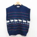 古着 ペンドルトン ニット ベスト レディース 80年代 80s ヒツジ ウール クルーネック USA製 紺他 26jan07