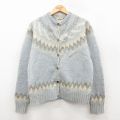 古着 ウールリッチ 長袖 ノルディック ニット カーディガン レディース 80年代 80s ウール グレー系 霜降り他 26jan07