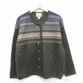 古着 ウールリッチ 長袖 ニット カーディガン レディース 00年代 00s 刺繍 手織り ウール 濃緑 26jan10