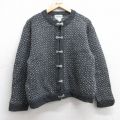古着 エルエルビーン 長袖 ニット カーディガン レディース 90年代 90s バーズアイ 大きいサイズ ウール ノルウェー製 濃グレー他【spe】 26jan16
