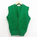 古着 ブラーニー ケーブル ニット ベスト レディース 80年代 80s ウール スコットランド製 緑 26feb04