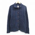 古着 DULUTH 長袖 アラン フィッシャーマン ケーブル ニット カーディガン レディース ウール カシミヤ カシミア 紺 26feb05