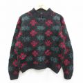 古着 ウールリッチ 長袖 セーター レディース 90年代 90s 総柄 ウール ヘンリーネック 黒【spe】 26feb18