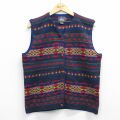 古着 ウールリッチ ニット ベスト レディース 00年代 00s 手織り ウール 紺他 26feb21