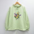 古着 長袖 スウェット レディース 90年代 90s 花 コットン USA製 黄緑 26mar27