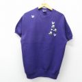古着 リー Lee 半袖 スウェット レディース 90年代 90s 花 チョウ 刺繍 ラグラン クルーネック USA製 紫 26mar27