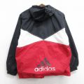 古着 アディダス adidas 長袖 ナイロン ジャケット パーカー レディース 90年代 90s ビッグロゴ マルチカラー 黒他 ブラック 25oct04 中古 アウター ウインドブレーカー