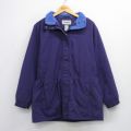 古着 エルエルビーン LLBEAN 長袖 ナイロン ジャケット レディース 90年代 90s ワンポイントロゴ ロング丈 大きいサイズ 紫 パープル 内側フリース 25oct06 中古 アウター ウインドブレーカー