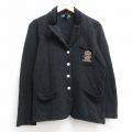 古着 ラルフローレン Ralph Lauren 長袖 ブランド ウール ジャケット レディース 00年代 00s ワンポイントロゴ ベロア仕様 開襟 オープンカラー 黒 ブラック 【spe】 25nov01 中古 アウター ジャンパー ブルゾン