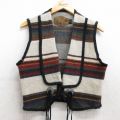 古着 ウールリッチ WOOLRICH ウール ベスト レディース 90年代 90s USA製 薄ベージュ他 カーキ ボーダー 25nov01 中古 アウター