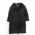 古着 長袖 ウール コート レディース 80年代 80s 襟ミンクファー カラクームウール ロング丈 黒【spe】 25nov17
