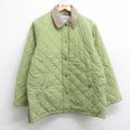 古着 エルエルビーン 長袖 キルティング ジャケット レディース 90年代 90s 襟コーデュロイ 薄緑 内側フランネル 26jan16