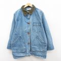 古着 エルエルビーン 長袖 ハンティング ジャケット レディース 80年代 80s 襟コーデュロイ 大きいサイズ 紺 デニム他【spe】26feb03