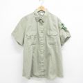 古着 半袖 ワーク シャツ レディース 90年代 90s US 大きいサイズ USA製 薄緑 グリーン 24jul27 中古 ブラウス トップス