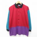 古着 長袖 シャツ レディース 00年代 00s 大きいサイズ マルチカラー 赤他 レッド 24aug06 中古 ブラウス トップス