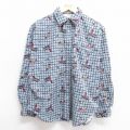 古着 長袖 フランネル レディース 90年代 90s コットン 紺他 ネイビー 25jan29 中古 トップス