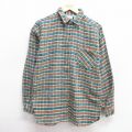 古着 長袖 シャツ レディース 90年代 90s コットン 緑他 グリーン チェック 25jan29 中古 ブラウス トップス