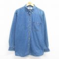 古着 リー Lee 長袖 シャツ レディース 00年代 00s 大きいサイズ コットン ボタンダウン 紺 ネイビー デニム 25may08 中古 ブラウス トップス