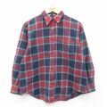 古着 エディーバウアー 長袖 シャツ レディース 00年代 00s コットン エンジ他 チェック 26feb09