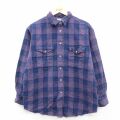 古着 長袖 シャツ レディース 大きいサイズ コットン 紫他 チェック 26feb09