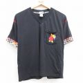 古着 半袖 ビンテージ Tシャツ レディース 00年代 00s ディズニー DISNEY くまのプーさん 胸ポケット付き Vネック 黒 ブラック 24jun03 中古