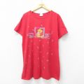古着 半袖 ビンテージ Tシャツ ワンピース レディース 00年代 00s ディズニー DISNEY くまのプーさん 大きいサイズ ロング丈 コットン クルーネック 赤 レッド 24jul05 中古
