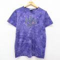 古着 半袖 ビンテージ Tシャツ レディース 90年代 90s サボテン ラインストーン コットン クルーネック USA製 紫他 パープル タイダイ 25may08 中古