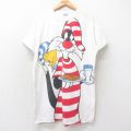 古着 半袖 Tシャツ ワンピース レディース 90年代 90s ルーニーテューンズ LOONEY TUNES シルベスター トゥイーティー 大きいサイズ ロング丈 クルーネック USA製 白 ホワイト 【spe】 25sep01 中古