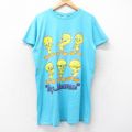古着 半袖 Tシャツ ワンピース レディース 90年代 90s ルーニーテューンズ LOONEY TUNES トゥイーティー ロング丈 コットン クルーネック 水色 25sep01 中古