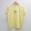 古着 半袖 ビンテージ Tシャツ レディース 00年代 00s 花 刺繍 コットン クルーネック カナダ製 黄 26may07