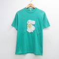 古着 半袖 ビンテージ Tシャツ レディース 90年代 90s ウサギ クルーネック USA製 青緑 26may07