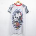 古着 半袖 ビンテージ Tシャツ レディース 90年代 90s ディズニー ミッキー ラグラン ロング丈 クルーネック 白他 26may08