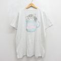 古着 半袖 ビンテージ Tシャツ レディース 90年代 90s ネコ 大きいサイズ ロング丈 コットン クルーネック USA製 グレー 霜降り【spe】 26jun12