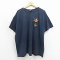 古着 半袖 ビンテージ Tシャツ レディース 00年代 00s ディズニー くまのプーさん 胸ポケット付き 大きいサイズ クルーネック ネイビー 26jun12