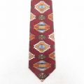 中古 ピューリタン ネクタイ 00年代 00s ネイティブ柄 ラグ柄 シルク エンジ 25aug02