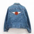 L★古着 長袖 ジージャン メンズ 90年代 90s ハーレーダビッドソン Harley Davidson 紺 ネイビー デニム 25jul28 中古 アウター Gジャン ジャケット
