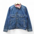 L★古着 マルボロ 長袖 ジージャン メンズ 90年代 90s 襟レザー コットン 紺 ネイビー デニム他 25nov05 中古 アウター Gジャン デニム ジャケット