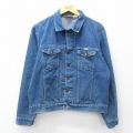 【20%OFF】L★古着 ラスラー 長袖 ジージャン メンズ 80年代 80s コットン USA製 紺 ネイビー デニム 25nov05 中古 アウター Gジャン ジャケット