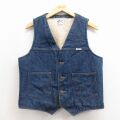 M★古着 ラングラー デニム ボア ベスト メンズ 80年代 80s コットン USA製 紺 26feb02
