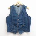 M★古着 デニム ベスト メンズ 80年代 80s USA製 紺 26feb02