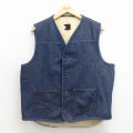 L★古着 ローバックス デニム ベスト メンズ 80年代 80s 紺 26feb02