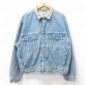 XL★古着 バナナリパブリック 長袖 ジージャン メンズ 90年代 90s 襟レザー コットン 紺 デニム 26feb14