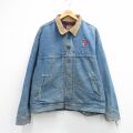 XL★古着 長袖 デニム ジャケット メンズ 00年代 00s 騎士 コットン USA製 紺 デニム 内側ブランケット 26mar09