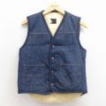 S★古着 ローバックス シアーズ デニム ベスト メンズ 80年代 80s 紺 内側ボア【spe】 26mar12