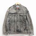 L★古着 長袖 ジージャン メンズ 90年代 90s ケミカルウォッシュ 黒 デニム 26apr03