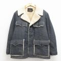 XL★古着 シアーズ 長袖 デニム ボア ジャケット メンズ 80年代 80s 濃紺 デニム【spe】 26apr03
